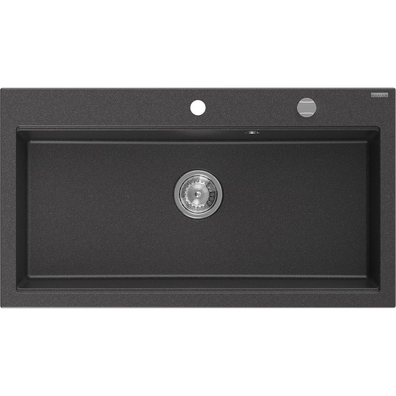 Mexen Slido zlewozmywak granitowy 1-komorowy 900 x 500 mm, czarny nakrapiany, syfon chrom - 6528901005-75