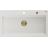 Mexen Slido zlewozmywak granitowy 1-komorowy 900 x 500 mm, biały, syfon złoty - 6528901005-20-G