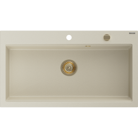 Mexen Slido zlewozmywak granitowy 1-komorowy 900 x 500 mm, beżowy, syfon złoty - 6528901005-69-G