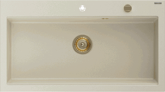 Mexen Slido zlewozmywak granitowy 1-komorowy 900 x 500 mm, beżowy, syfon złoty - 6528901005-69-G