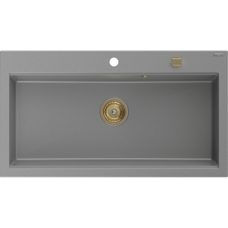 Mexen Slido zlewozmywak granitowy 1-komorowy 900 x 500 mm, szary, syfon złoty - 6528901005-71-G