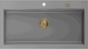 Mexen Slido zlewozmywak granitowy 1-komorowy 900 x 500 mm, szary, syfon złoty - 6528901005-71-G