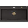 Mexen Slido zlewozmywak granitowy 1-komorowy 900 x 500 mm, czarny/złoty metalik, syfon złoty - 6528901005-75-G