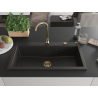 Mexen Slido zlewozmywak granitowy 1-komorowy 900 x 500 mm, czarny/złoty metalik, syfon złoty - 6528901005-75-G