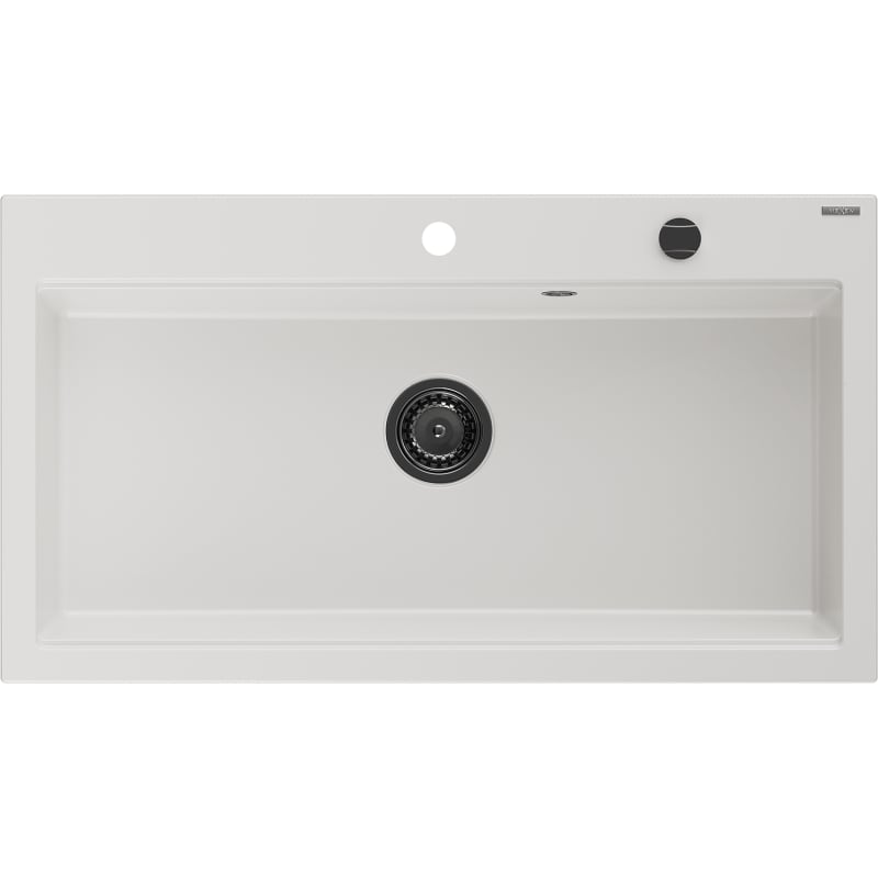 Mexen Slido zlewozmywak granitowy 1-komorowy 900 x 500 mm, biały, syfon czarny - 6528901005-20-B
