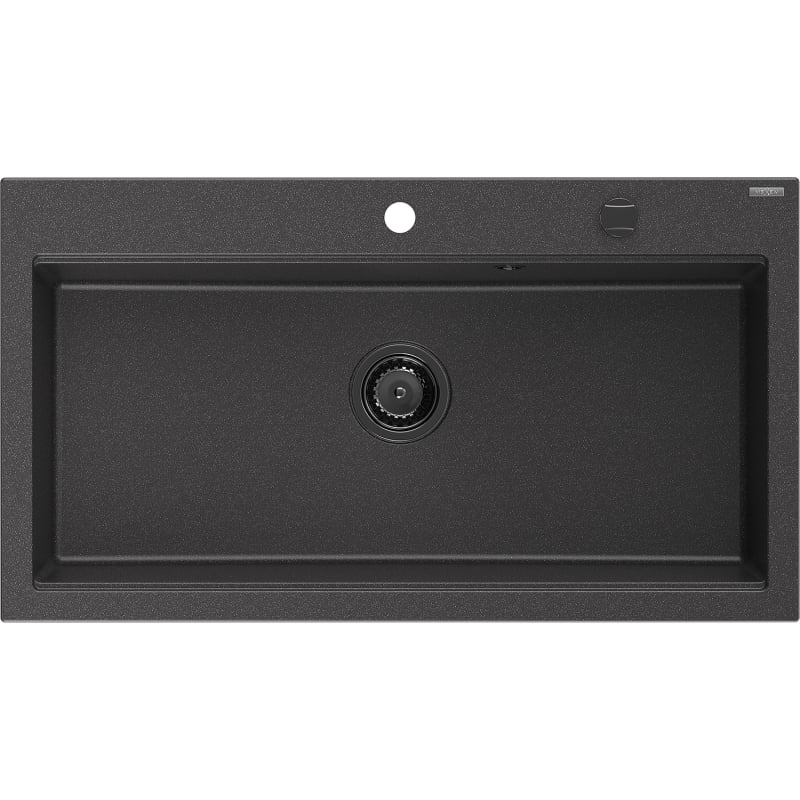 Mexen Slido zlewozmywak granitowy 1-komorowy 900 x 500 mm, czarny nakrapiany, syfon czarny - 6528901005-76-B