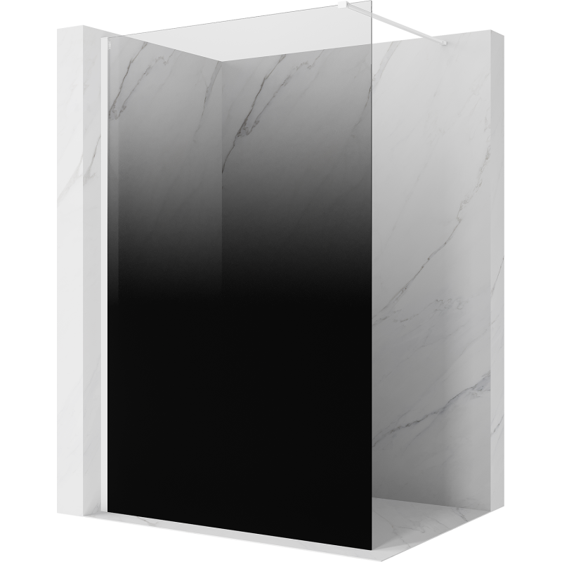 Mexen Kioto ścianka prysznicowa Walk-in 140 x 200 cm, ombre czarna 8 mm, biała - 800-140-101-20-76