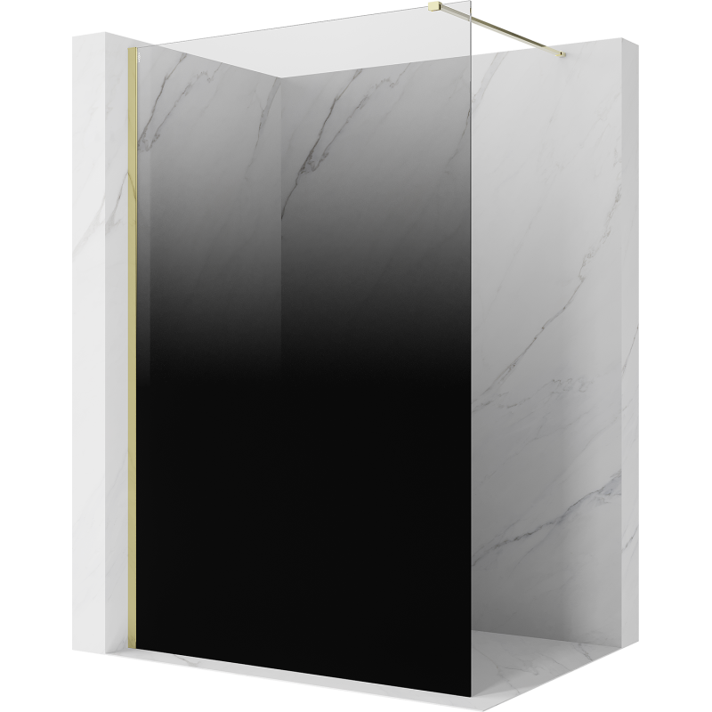 Mexen Kioto ścianka prysznicowa Walk-in 90 x 200 cm, ombre czarna 8 mm, złota - 800-090-101-50-76