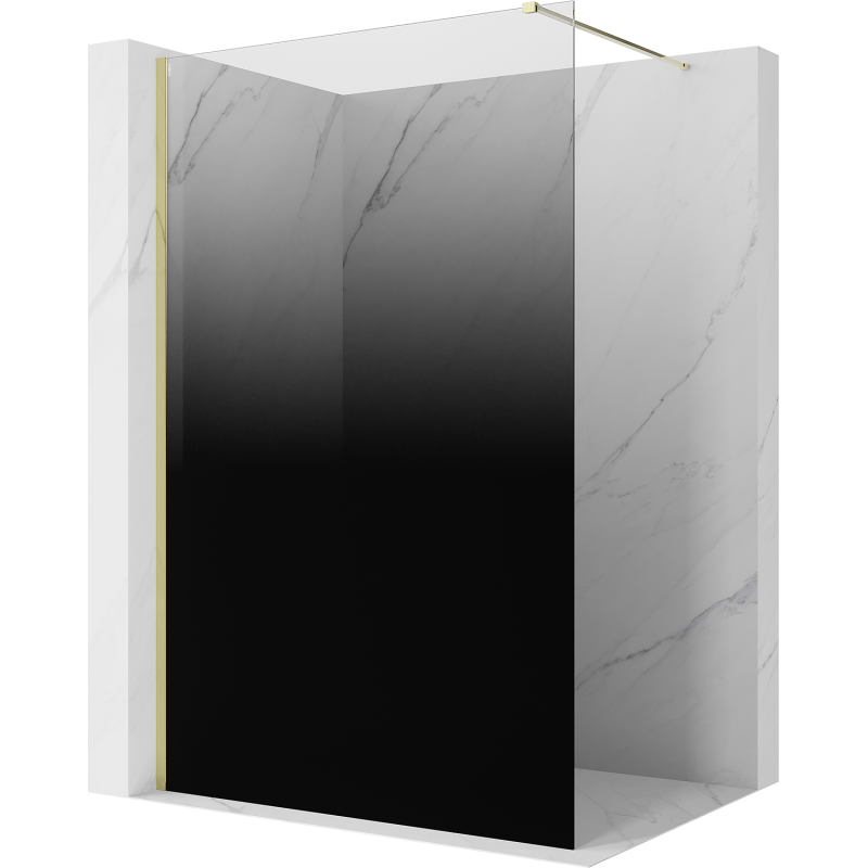 Mexen Kioto ścianka prysznicowa Walk-in 130 x 200 cm, ombre czarna 8 mm, złota - 800-130-101-50-76