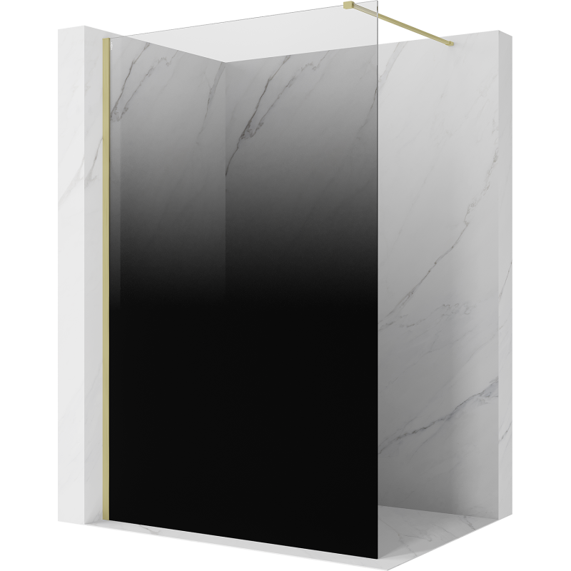 Mexen Kioto ścianka prysznicowa Walk-in 120 x 200 cm, ombre czarna 8 mm, złota szczotkowana - 800-120-101-55-76
