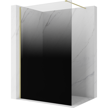 Mexen Kioto ścianka prysznicowa Walk-in 120 x 200 cm, ombre czarna 8 mm, złota szczotkowana - 800-120-101-55-76
