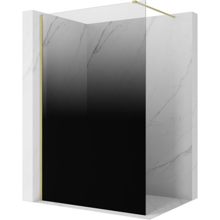 Mexen Kioto ścianka prysznicowa Walk-in 130 x 200 cm, ombre czarna 8 mm, złota szczotkowana - 800-130-101-55-76