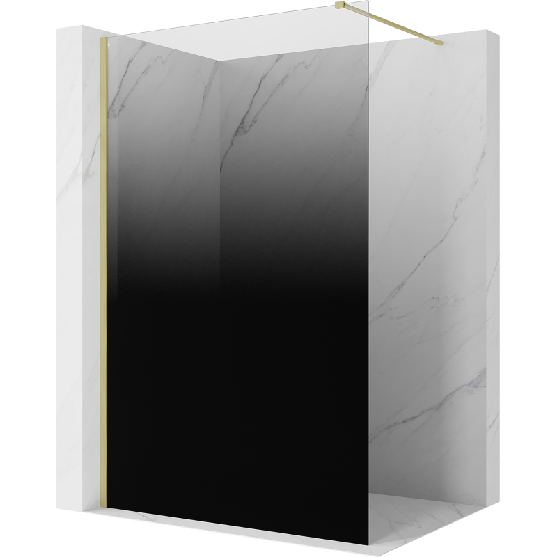 Mexen Kioto ścianka prysznicowa Walk-in 140 x 200 cm, ombre czarna 8 mm, złota szczotkowana - 800-140-101-55-76