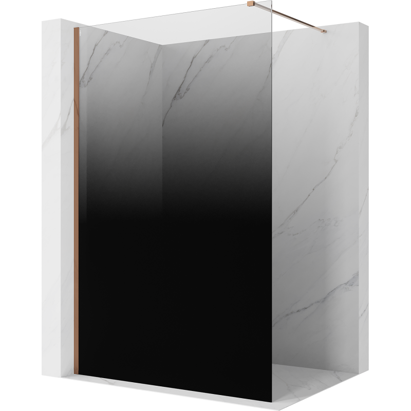 Mexen Kioto ścianka prysznicowa Walk-in 70 x 200 cm, ombre czarna 8 mm, różowe złoto - 800-070-101-60-76