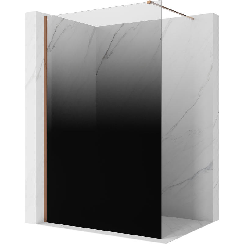 Mexen Kioto ścianka prysznicowa Walk-in 130 x 200 cm, ombre czarna 8 mm, różowe złoto - 800-130-101-60-76