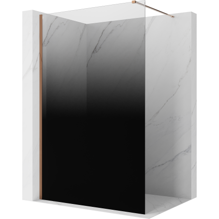 Mexen Kioto ścianka prysznicowa Walk-in 130 x 200 cm, ombre czarna 8 mm, różowe złoto - 800-130-101-60-76
