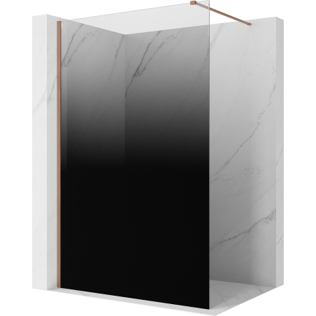 Mexen Kioto ścianka prysznicowa Walk-in 80 x 200 cm, ombre czarna 8 mm, miedź szczotkowana - 800-080-101-65-76
