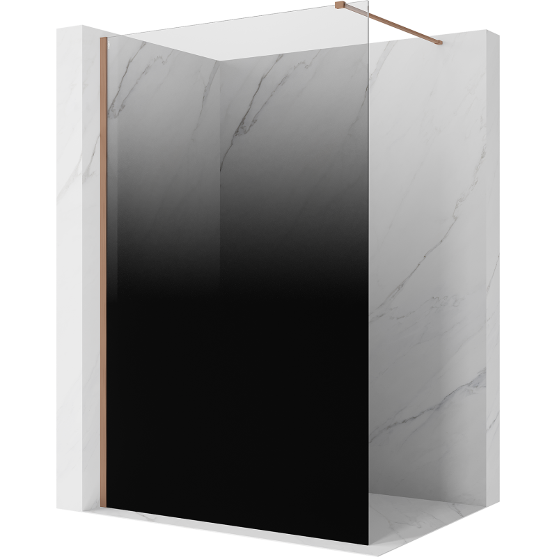 Mexen Kioto ścianka prysznicowa Walk-in 110 x 200 cm, ombre czarna 8 mm, miedź szczotkowana - 800-110-101-65-76