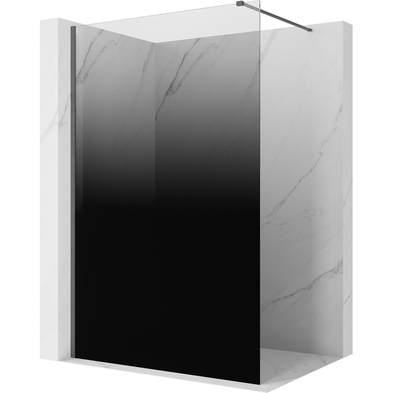 Mexen Kioto ścianka prysznicowa Walk-in 120 x 200 cm, ombre czarna 8 mm, gun gray szczotkowany - 800-120-101-66-76