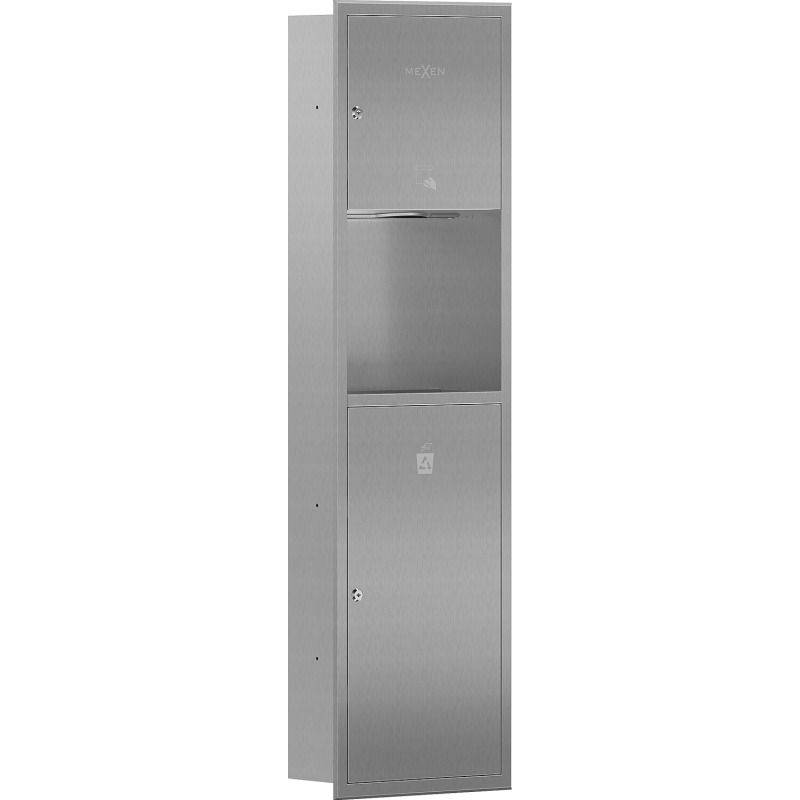 Mexen Linox wnękowy pojemnik na ręczniki papierowe z koszem, inox - 70K003-01