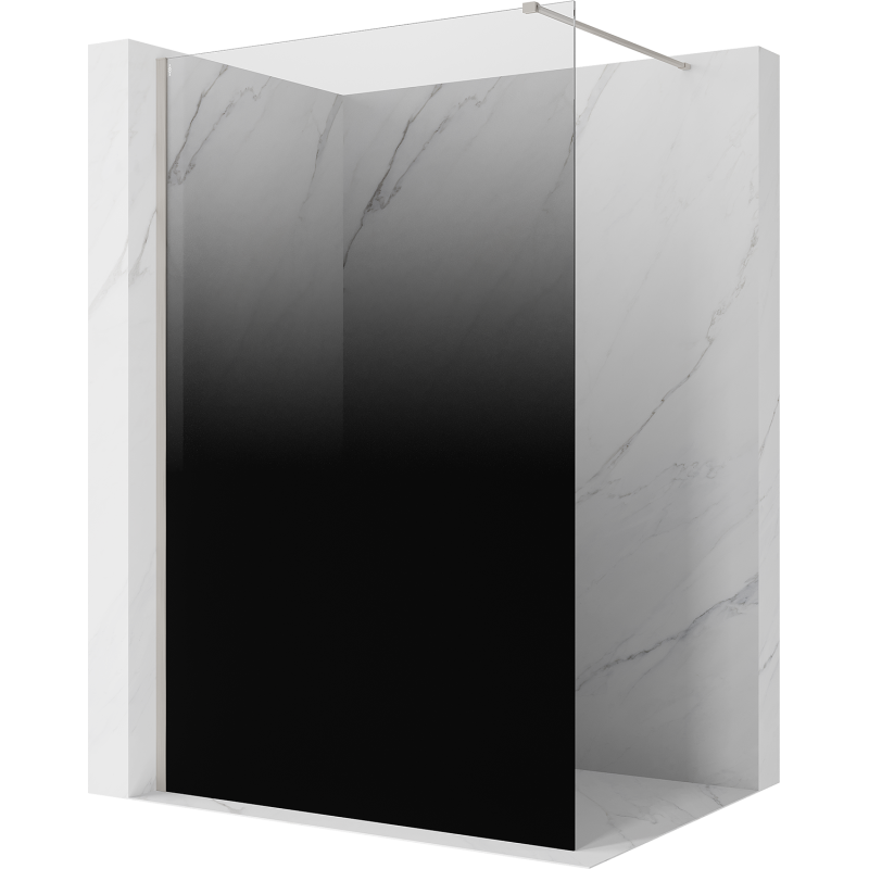 Mexen Kioto ścianka prysznicowa Walk-in 90 x 200 cm, ombre czarna 8 mm, nikiel szczotkowany - 800-090-101-97-76