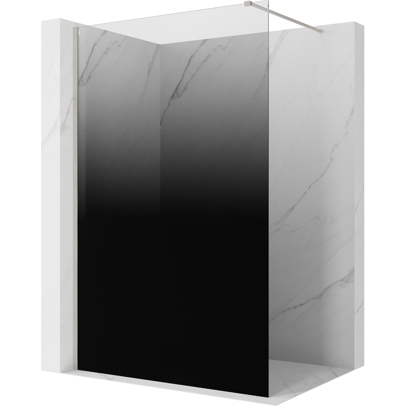 Mexen Kioto ścianka prysznicowa Walk-in 110 x 200 cm, ombre czarna 8 mm, nikiel szczotkowany - 800-110-101-97-76