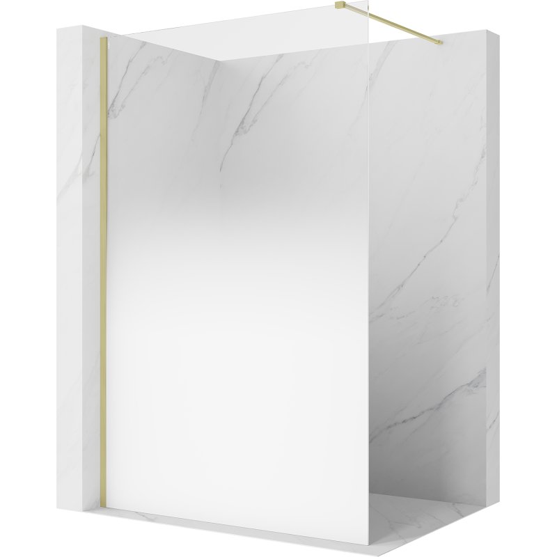 Mexen Kioto ścianka prysznicowa Walk-in 100 x 200 cm, ombre biała 8 mm, złota szczotkowana - 800-100-101-55-86