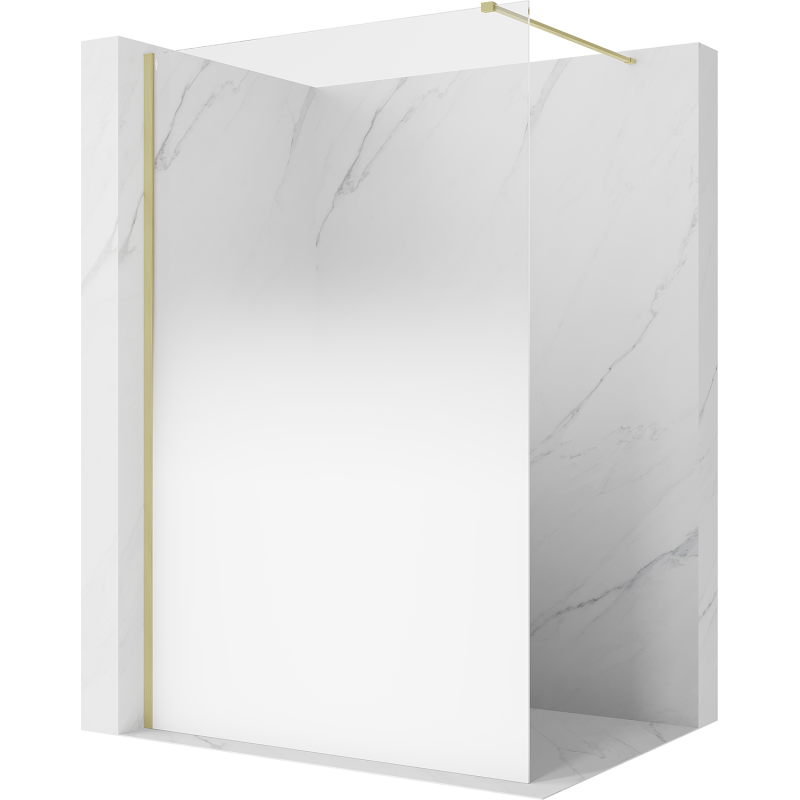 Mexen Kioto ścianka prysznicowa Walk-in 130 x 200 cm, ombre biała 8 mm, złota szczotkowana - 800-130-101-55-86
