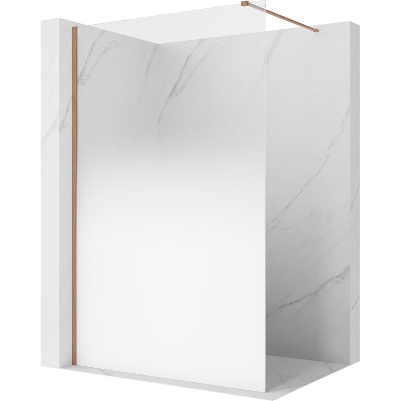 Mexen Kioto ścianka prysznicowa Walk-in 150 x 200 cm, ombre biała 8 mm, miedź szczotkowana - 800-150-101-65-86