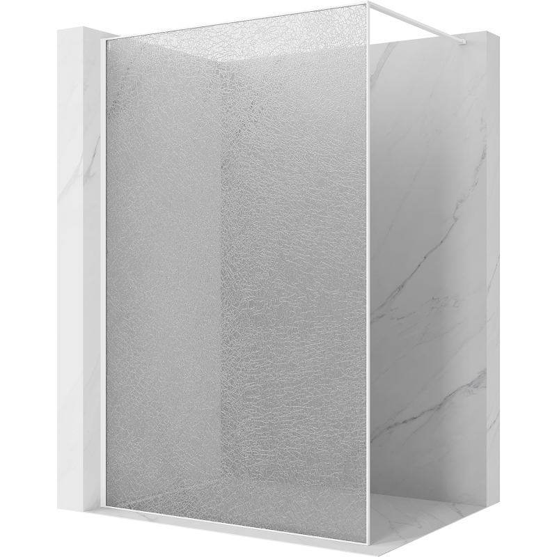 Mexen Kioto ścianka prysznicowa Walk-in 100 x 200 cm, crackle transparent 12 mm, biała - 800-100-101-20-04-X
