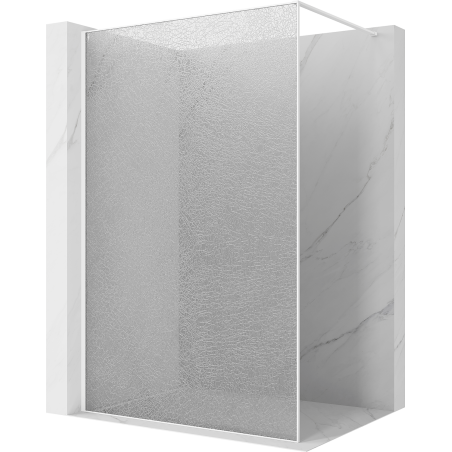 Mexen Kioto ścianka prysznicowa Walk-in 100 x 200 cm, crackle transparent 12 mm, biała - 800-100-101-20-04-X