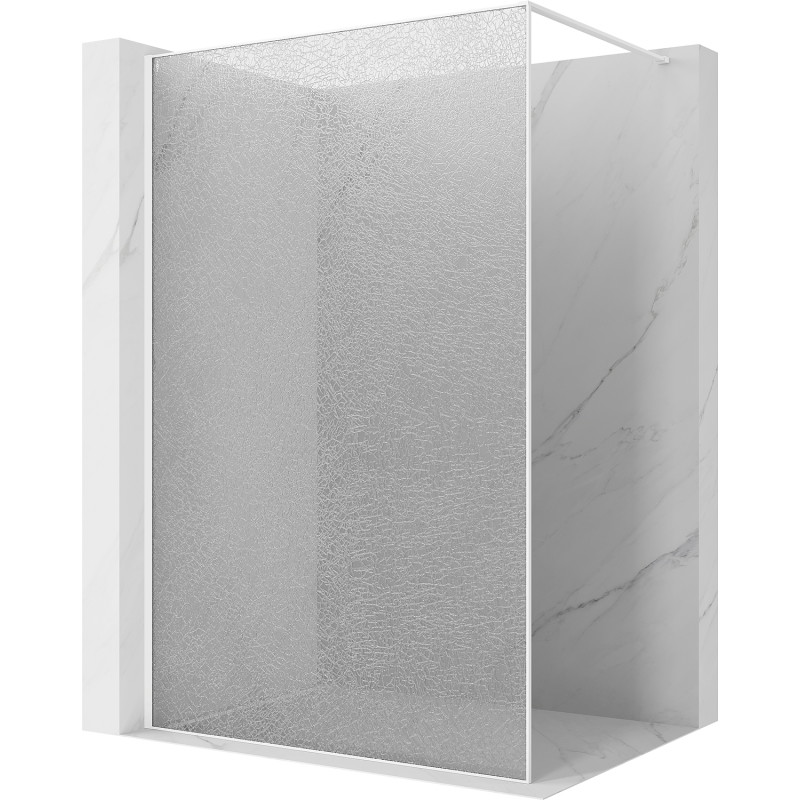 Mexen Kioto ścianka prysznicowa Walk-in 160 x 200 cm, crackle transparent 12 mm, biała - 800-160-101-20-04-X