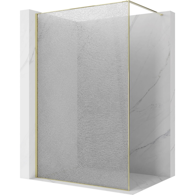 Mexen Kioto ścianka prysznicowa Walk-in 110 x 200 cm, crackle transparent 12 mm, złota - 800-110-101-50-04-X