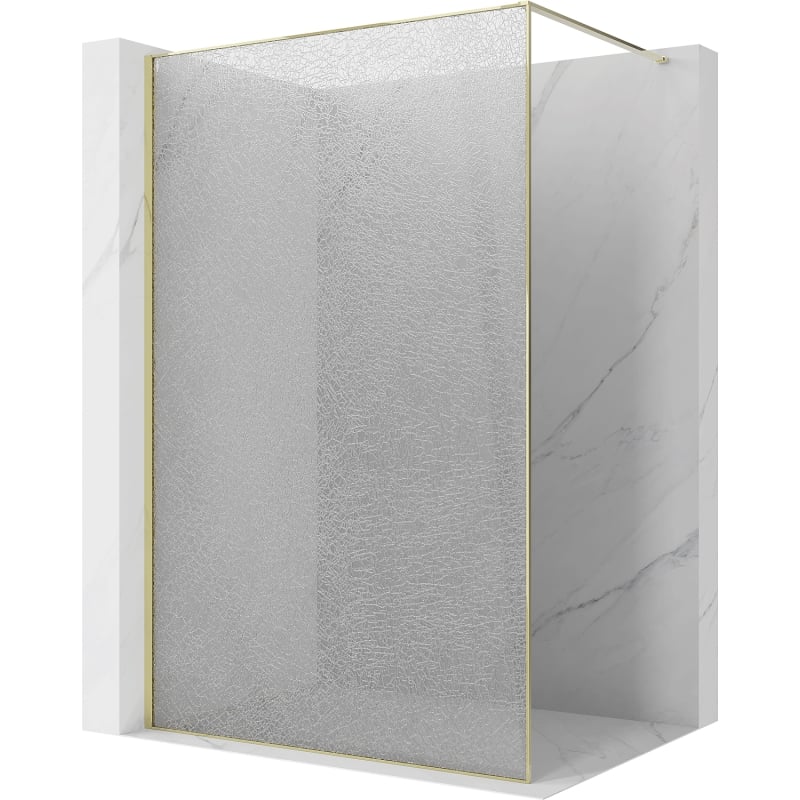 Mexen Kioto ścianka prysznicowa Walk-in 120 x 200 cm, crackle transparent 12 mm, złota - 800-120-101-50-04-X