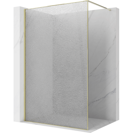 Mexen Kioto ścianka prysznicowa Walk-in 160 x 200 cm, crackle transparent 12 mm, złota - 800-160-101-50-04-X