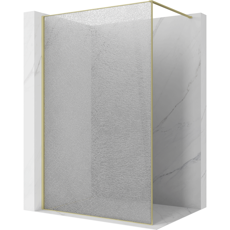 Mexen Kioto ścianka prysznicowa Walk-in 130 x 200 cm, crackle transparent 12 mm, złota szczotkowana - 800-130-101-55-04-X