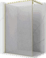 Mexen Kioto ścianka prysznicowa Walk-in 130 x 200 cm, crackle transparent 12 mm, złota szczotkowana - 800-130-101-55-04-X