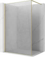 Mexen Kioto ścianka prysznicowa Walk-in 150 x 200 cm, crackle transparent 12 mm, złota szczotkowana - 800-150-101-55-04-X