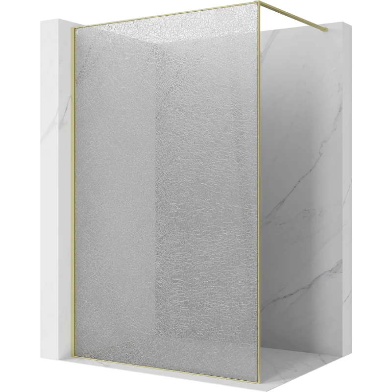 Mexen Kioto ścianka prysznicowa Walk-in 160 x 200 cm, crackle transparent 12 mm, złota szczotkowana - 800-160-101-55-04-X