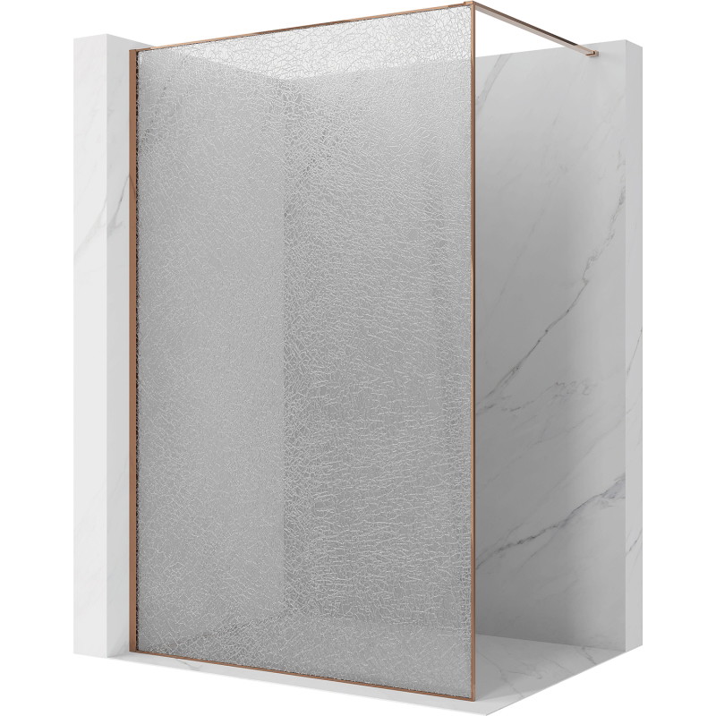Mexen Kioto ścianka prysznicowa Walk-in 100 x 200 cm, crackle transparent 12 mm, różowe złoto - 800-100-101-60-04-X