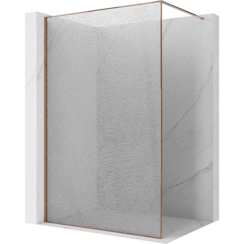 Mexen Kioto ścianka prysznicowa Walk-in 160 x 200 cm, crackle transparent 12 mm, różowe złoto - 800-160-101-60-04-X