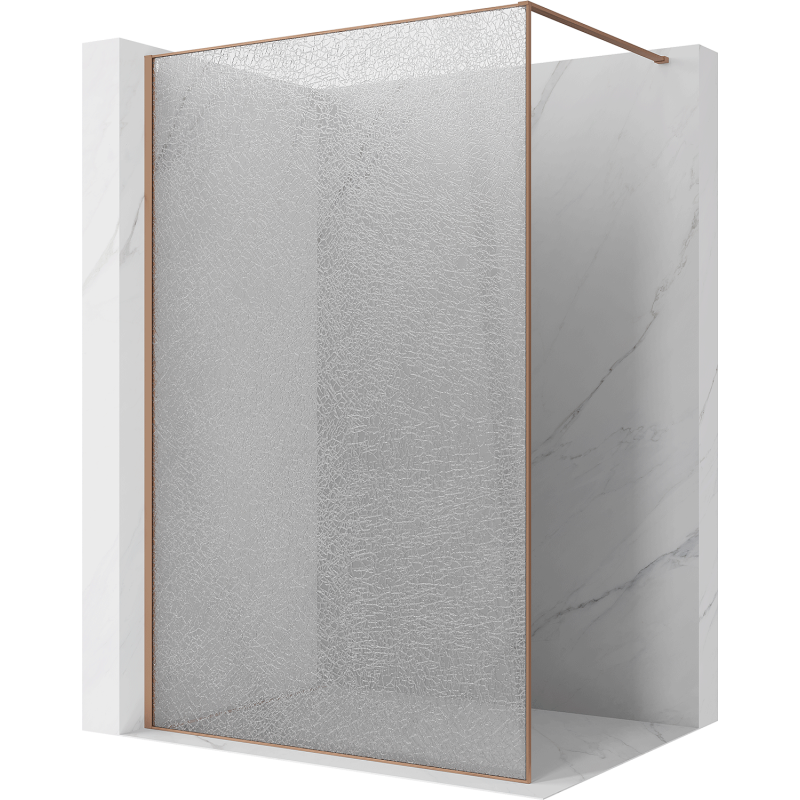 Mexen Kioto ścianka prysznicowa Walk-in 70 x 200 cm, crackle transparent 12 mm, miedź szczotkowana - 800-070-101-65-04-X