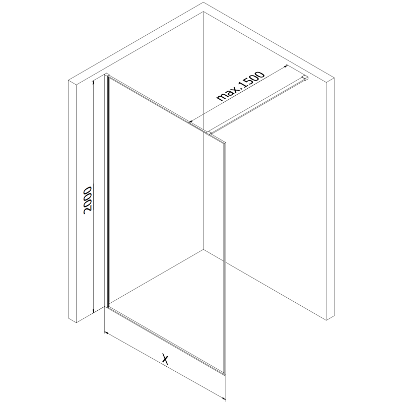 Mexen Kioto ścianka prysznicowa Walk-in 80 x 200 cm, crackle transparent 12 mm, miedź szczotkowana - 800-080-101-65-04-X
