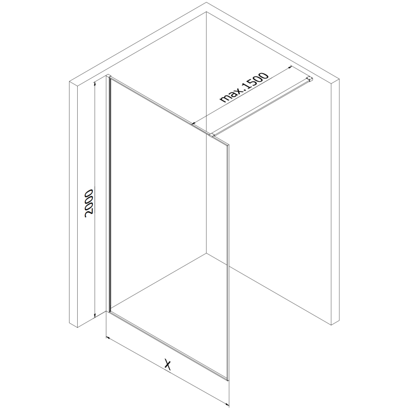 Mexen Kioto ścianka prysznicowa Walk-in 70 x 200 cm, crackle transparent 12 mm, gun gray szczotkowany - 800-070-101-66-04-X