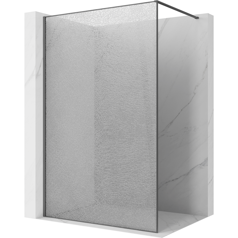 Mexen Kioto ścianka prysznicowa Walk-in 90 x 200 cm, crackle transparent 12 mm, gun gray szczotkowany - 800-090-101-66-04-X