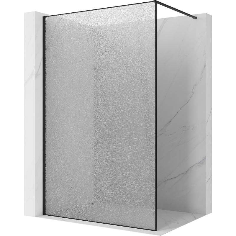 Mexen Kioto ścianka prysznicowa Walk-in 120 x 200 cm, crackle transparent 12 mm, czarna - 800-120-101-70-04-X