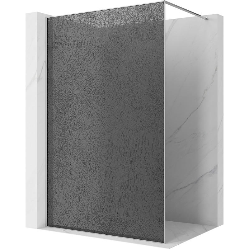 Mexen Kioto ścianka prysznicowa Walk-in 90 x 200 cm, crackle grafit 12 mm, chrom - 800-090-101-01-44-X