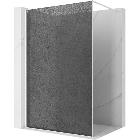 Mexen Kioto ścianka prysznicowa Walk-in 70 x 200 cm, crackle grafit 12 mm, biała - 800-070-101-20-44-X
