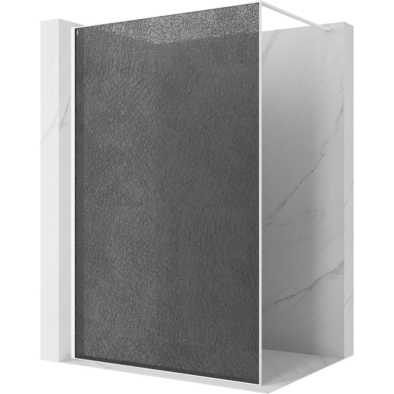 Mexen Kioto ścianka prysznicowa Walk-in 90 x 200 cm, crackle grafit 12 mm, biała - 800-090-101-20-44-X