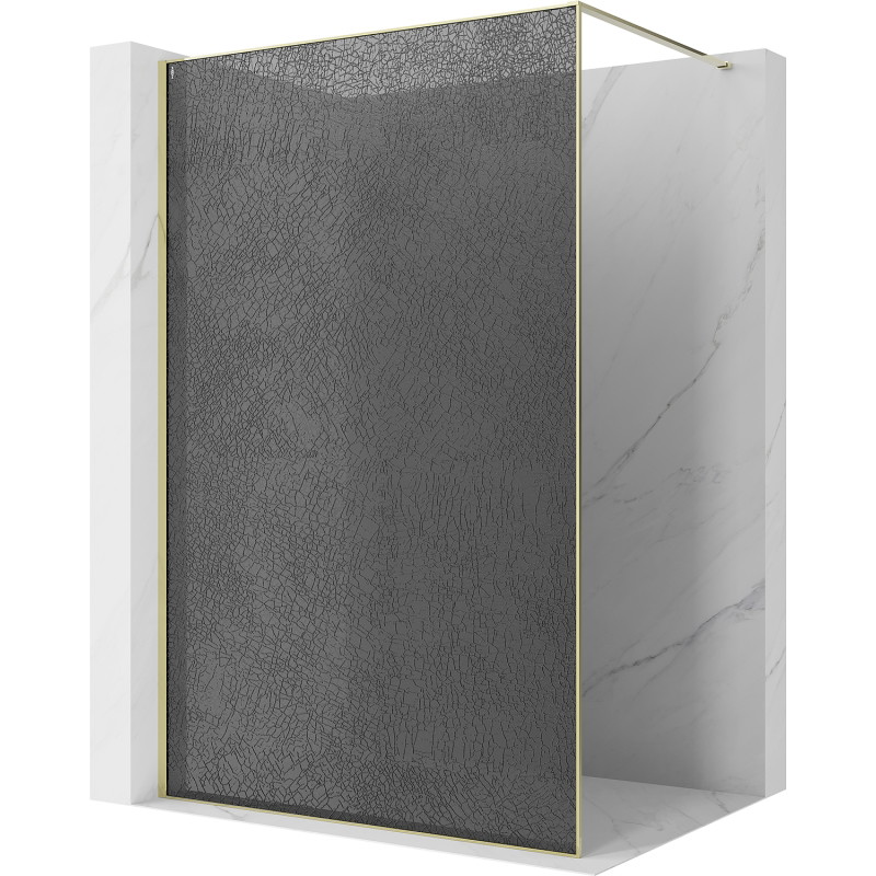 Mexen Kioto ścianka prysznicowa Walk-in 160 x 200 cm, crackle grafit 12 mm, złota - 800-160-101-50-44-X